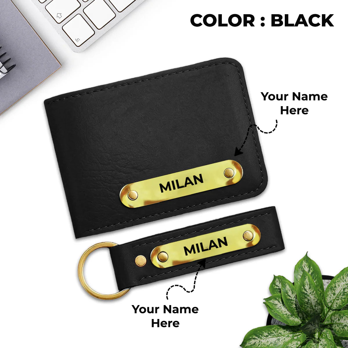 Personalised Name wallet and keychain combo