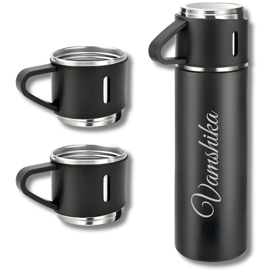 Personalized Vacuum Flask With 2 Cups (500 ml)