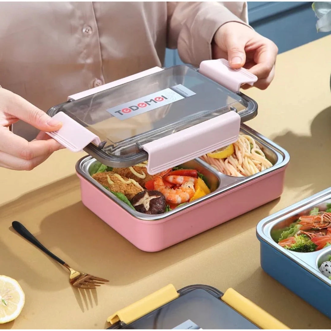 2 Compartment Tedemei Stainless Steel Lunch Box (100% Leak Proof)