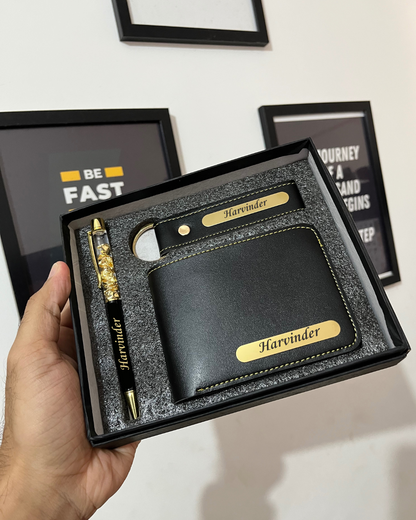 Personalized Wallet, Keychain and Pen Men's Combo 1.0 (3 Pcs)