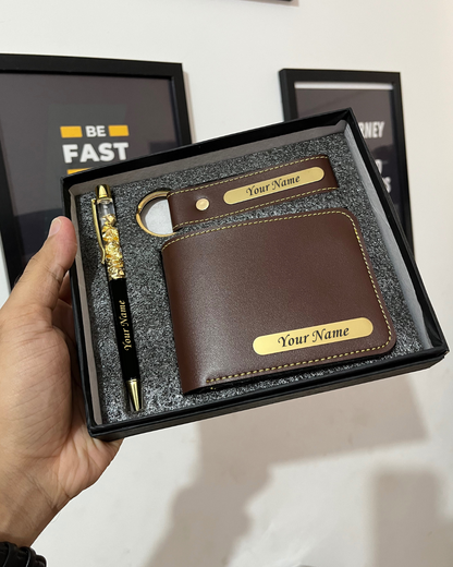 Personalized Wallet, Keychain and Pen Men's Combo 1.0 (3 Pcs)