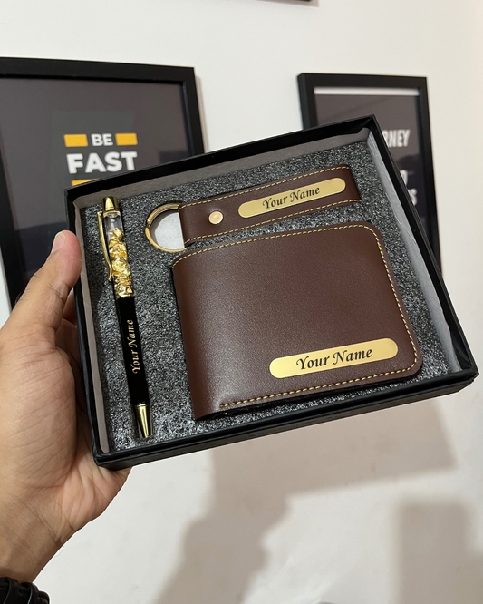 Personalized Wallet, Keychain and Pen Men's Combo 1.0 (3 Pcs)
