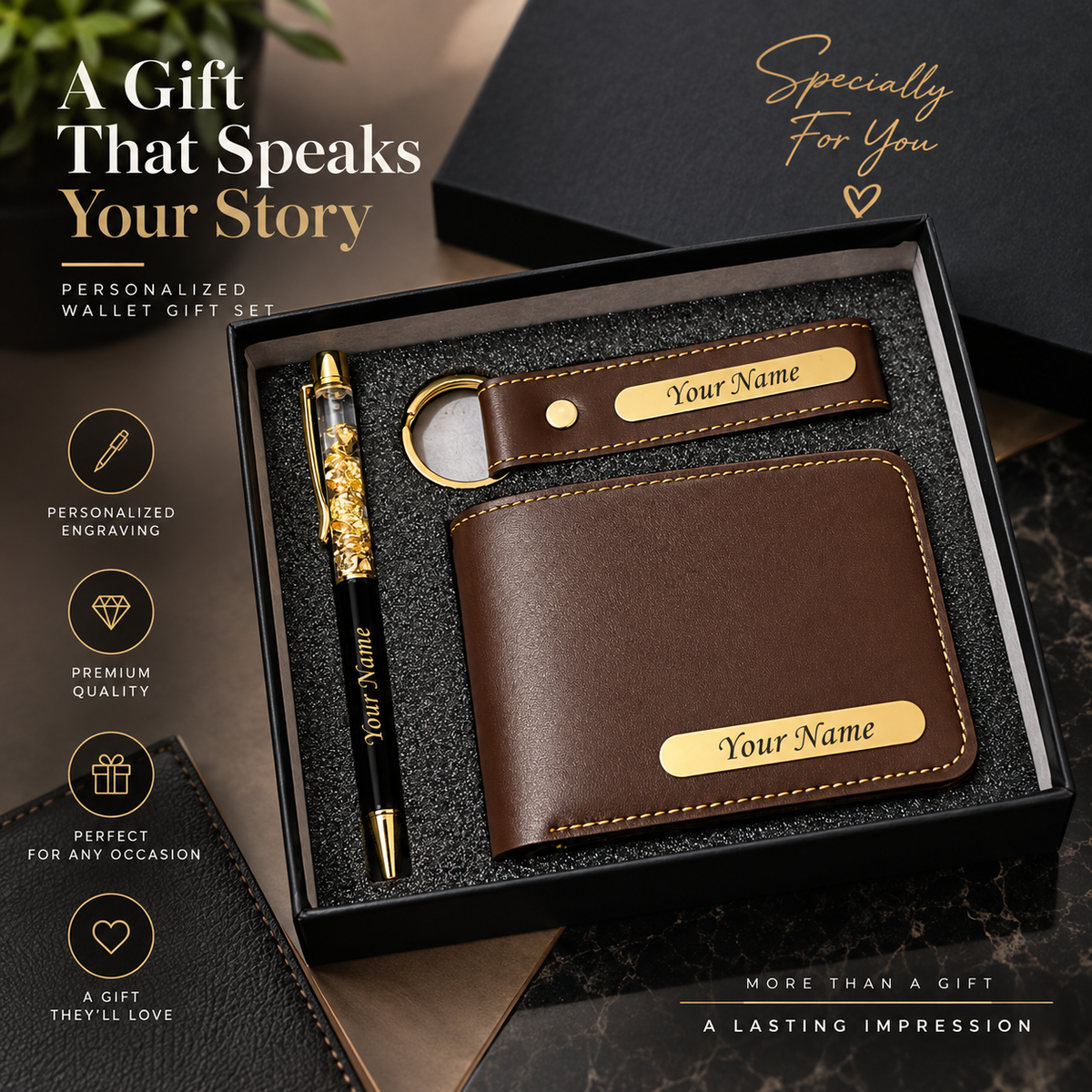 Personalized Wallet Keychain & Pen Combo for him✨