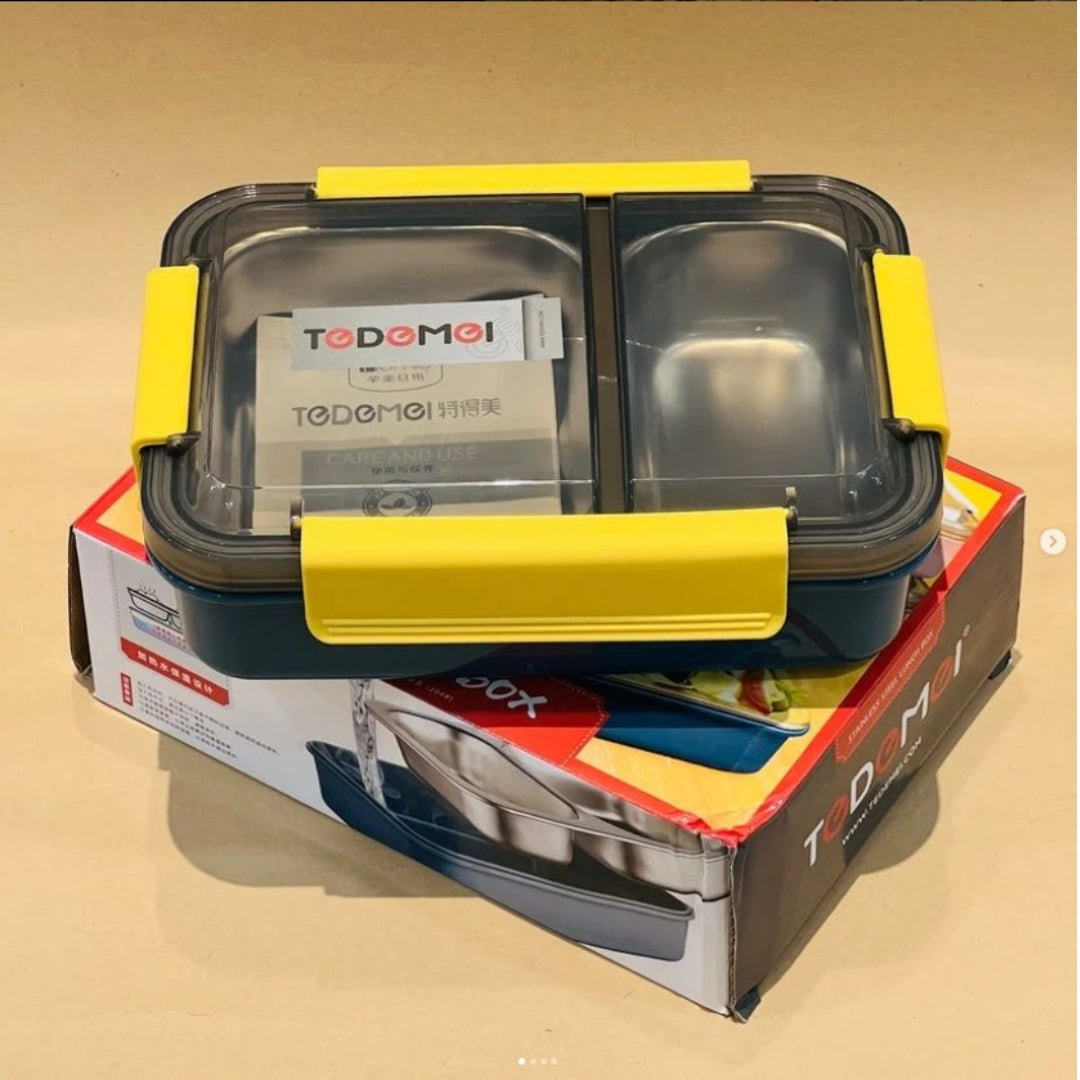 2 Compartment Tedemei Stainless Steel Lunch Box (100% Leak Proof)