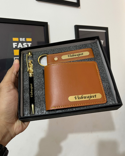 Personalized Wallet, Keychain and Pen Men's Combo 1.0 (3 Pcs)